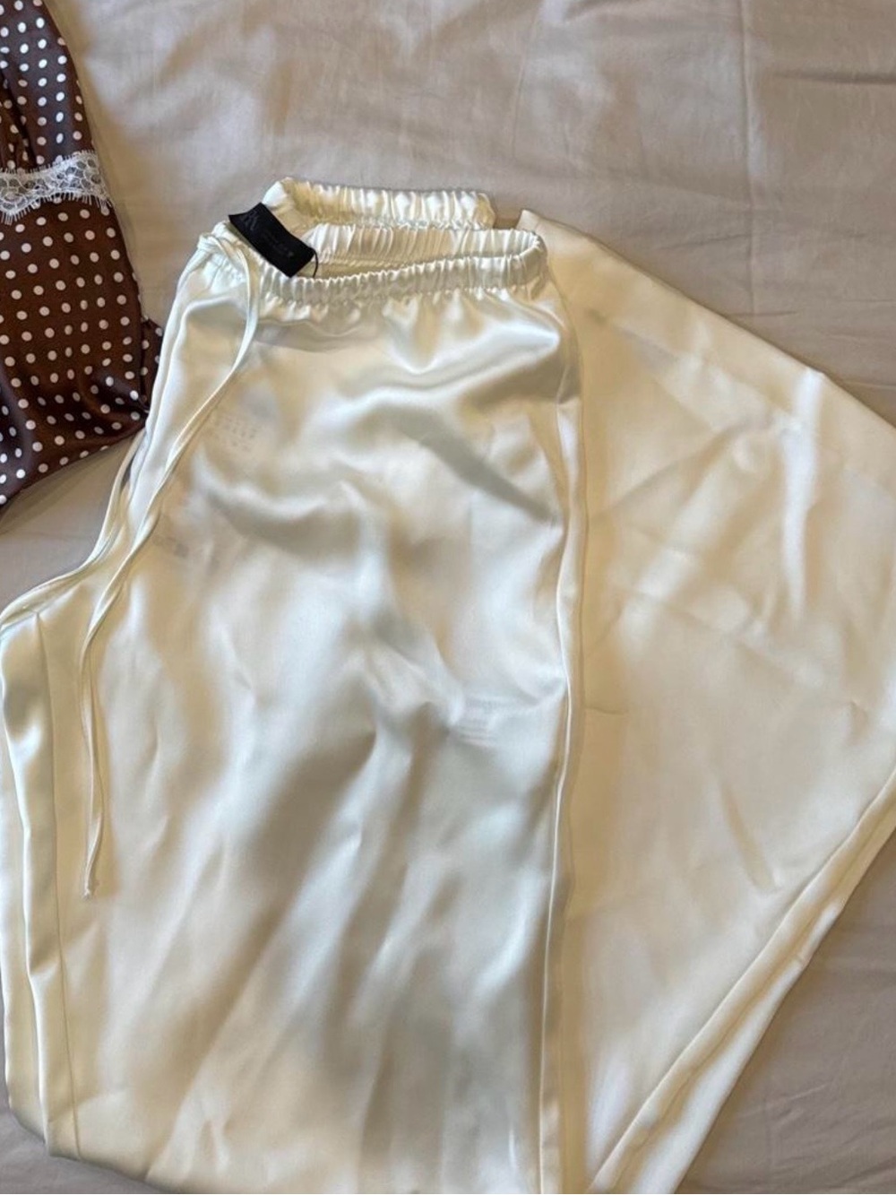 Zara Satin Pants in Ivory